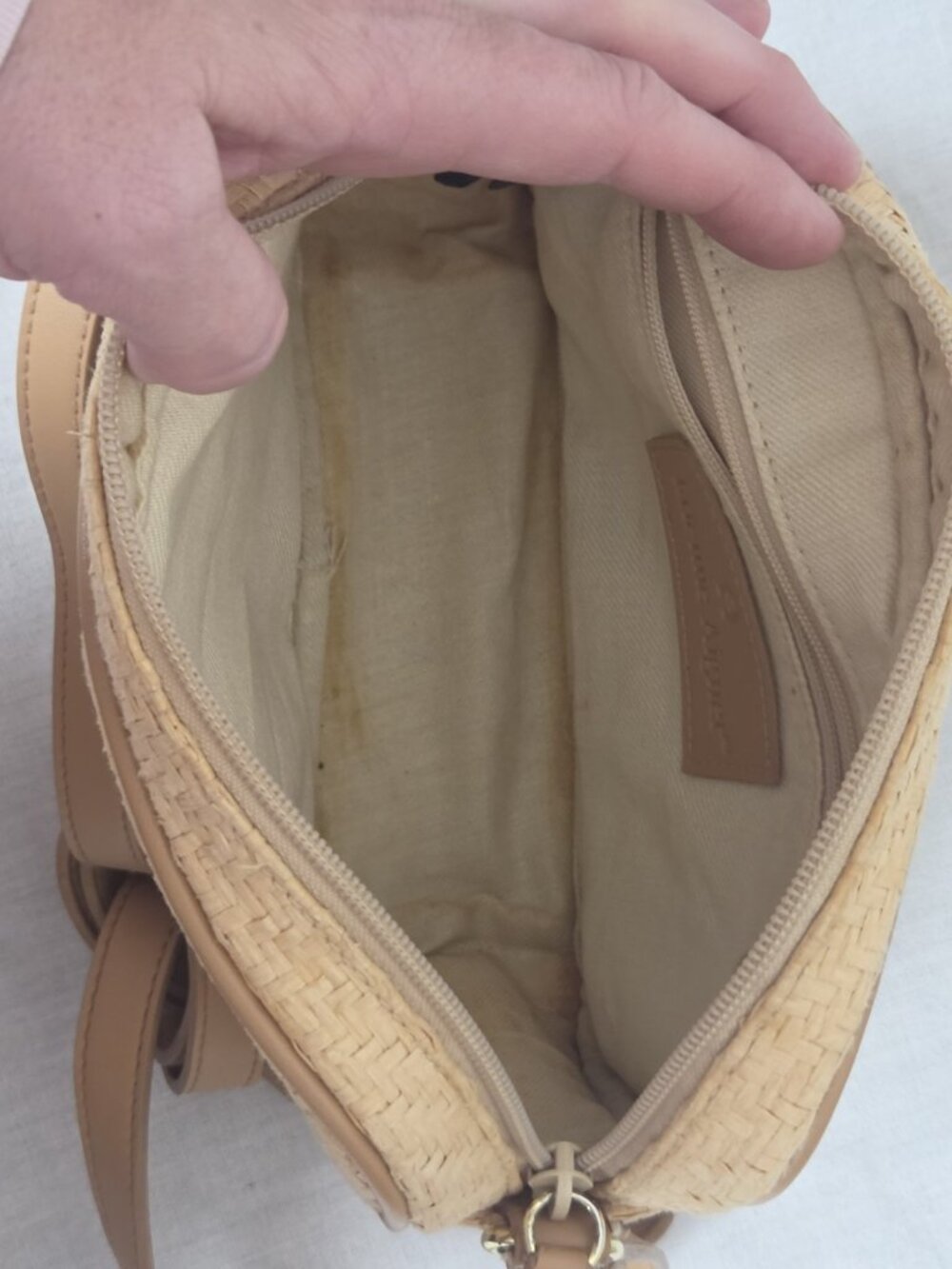 Etienne Aigner Woven Straw Crossbody Shoulder Bag Purse Tan Summer Vacation - Picture 7 of 12